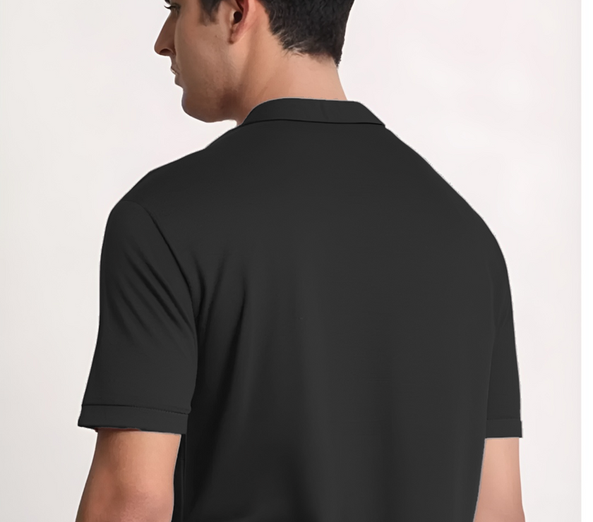 Mack Jonney Ribbed |Regular Fit | Half Sleeves 100% Cotton Polo Neck Self Design With Zip T-Shirt for Men