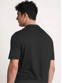 Mack Jonney Ribbed |Regular Fit | Half Sleeves 100% Cotton Polo Neck Self Design With Zip T-Shirt for Men