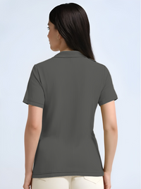 Mack Jonney Ribbed |Regular Fit | Half Sleeves 100% Cotton Polo Neck Self Design With Zip T-Shirt for Women