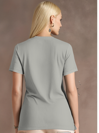 Mack Jonney Ribbed |Regular Fit | Half Sleeves 100% Cotton Polo Neck Self Design With Zip T-Shirt for Women