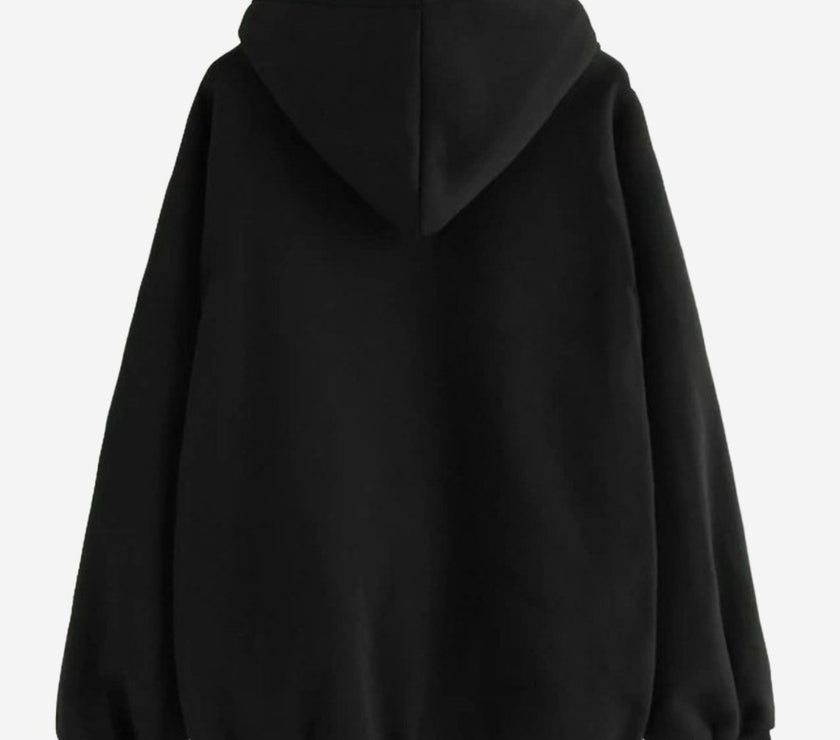 Mack Jonney Black Solid Hooded Cotton Fleece Sweatshirt for Men