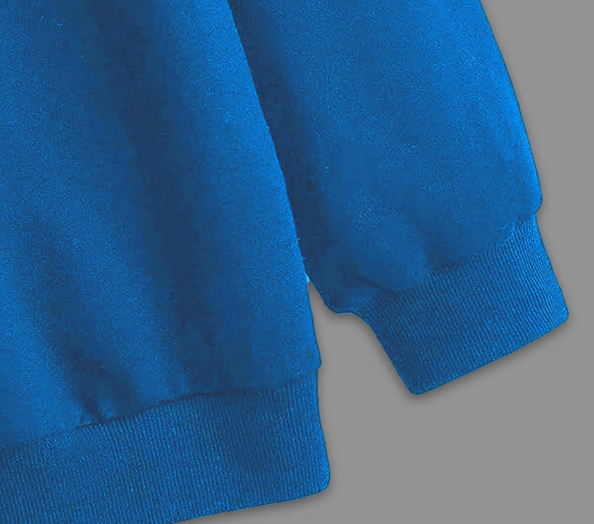Mack Jonney Blue Solid Hooded Cotton Fleece Sweatshirt for Men