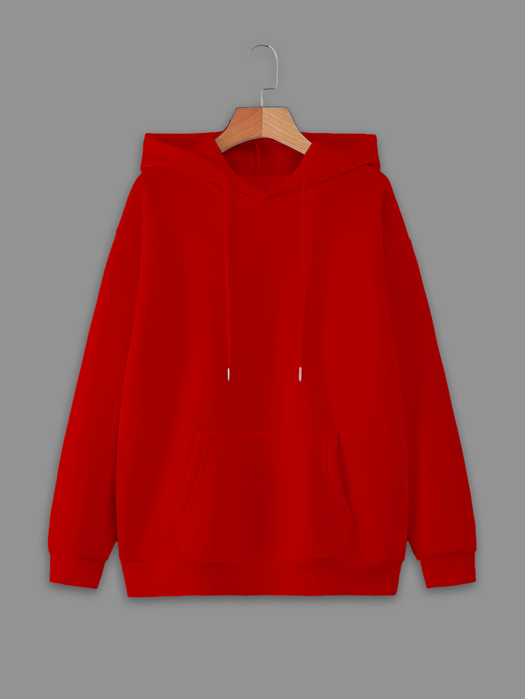 Mack Jonney Maroon Solid Hooded Cotton Fleece Sweatshirt for Women