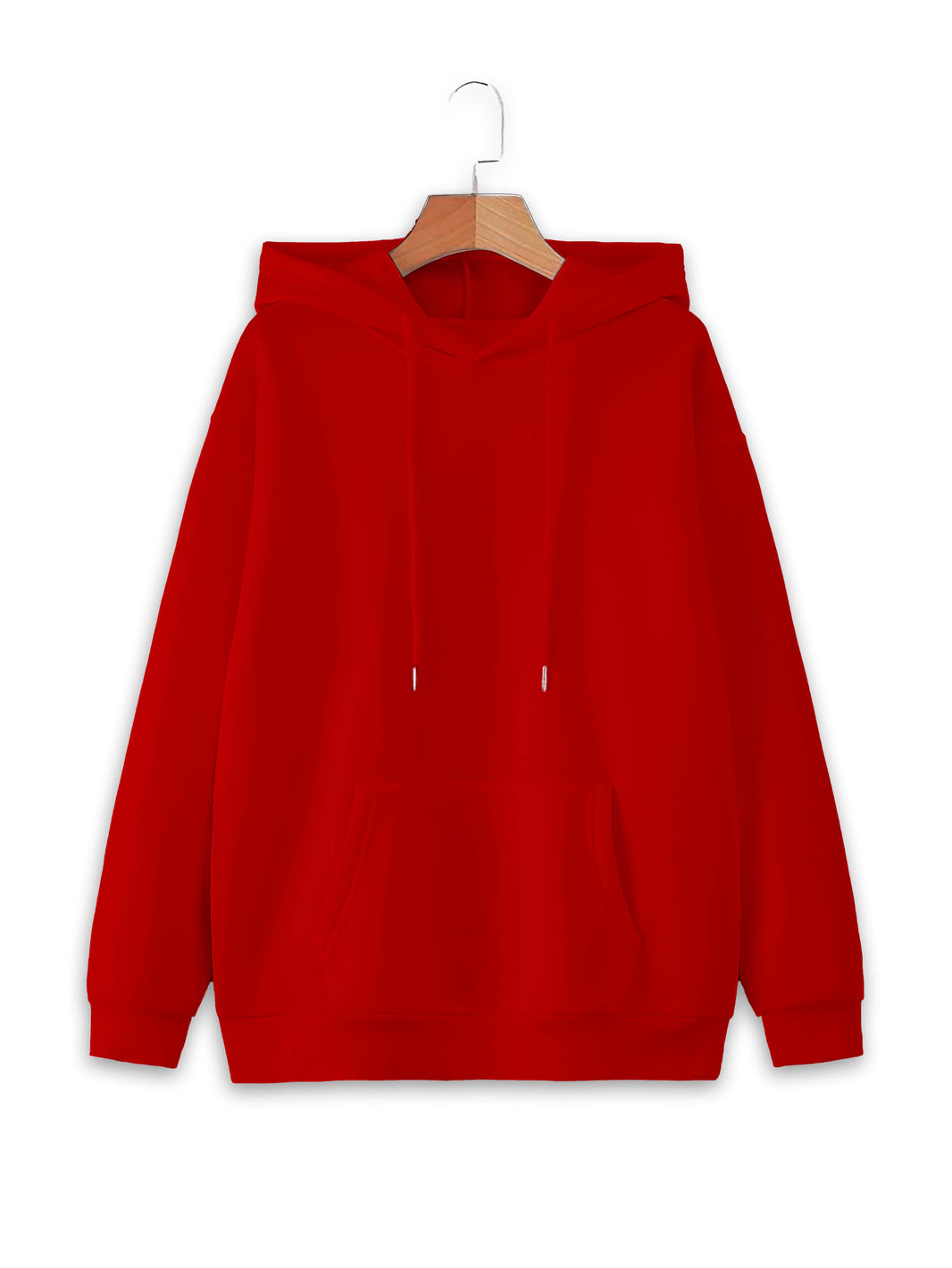 Mack Jonney Maroon Solid Hooded Cotton Fleece Sweatshirt for Women