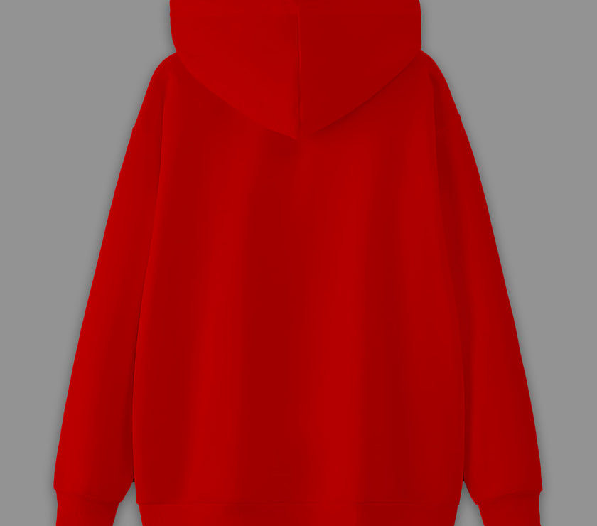 Mack Jonney Maroon Solid Hooded Cotton Fleece Sweatshirt for Women