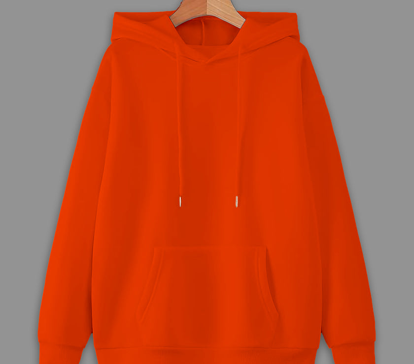 Mack Jonney Rust Solid Hooded Cotton Fleece Sweatshirt for Men