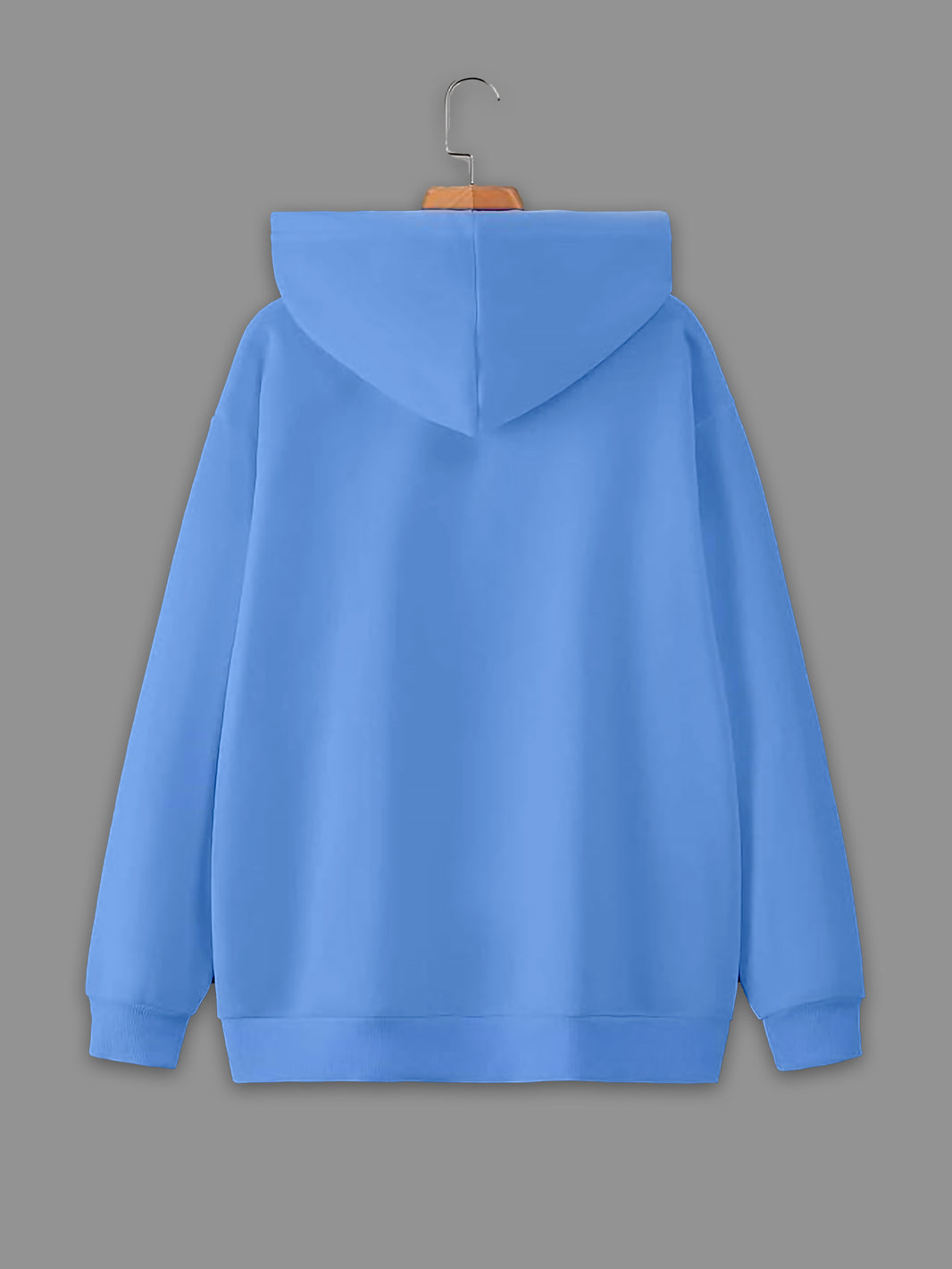 Mack Jonney Sky Blue Solid Hooded Cotton Fleece Sweatshirt for Men