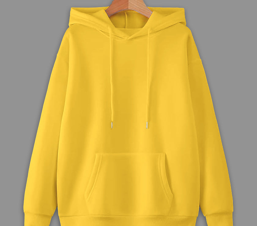 Mack Jonney Yellow Solid Hooded Cotton Fleece Sweatshirt for Men