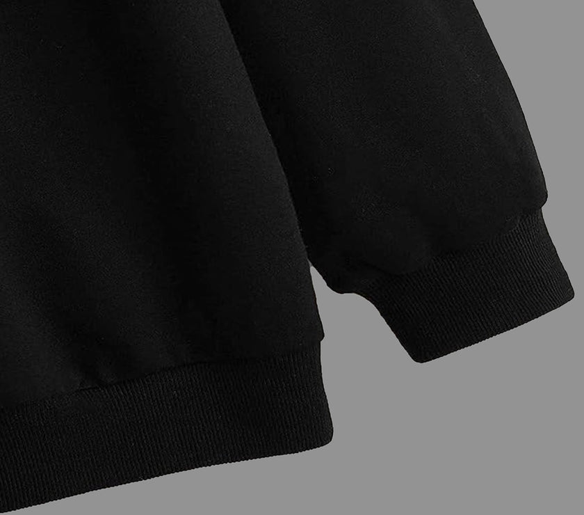 Mack Jonney Black Solid Round Neck Cotton Fleece Sweatshirt for Men