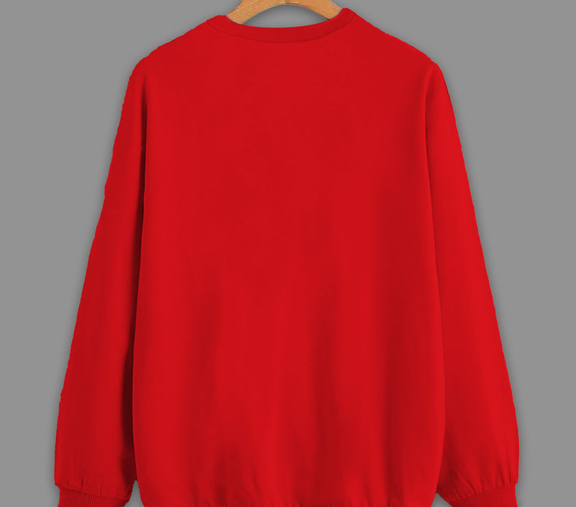 Mack Jonney Maroon Solid Round Neck Cotton Fleece Sweatshirt for Women