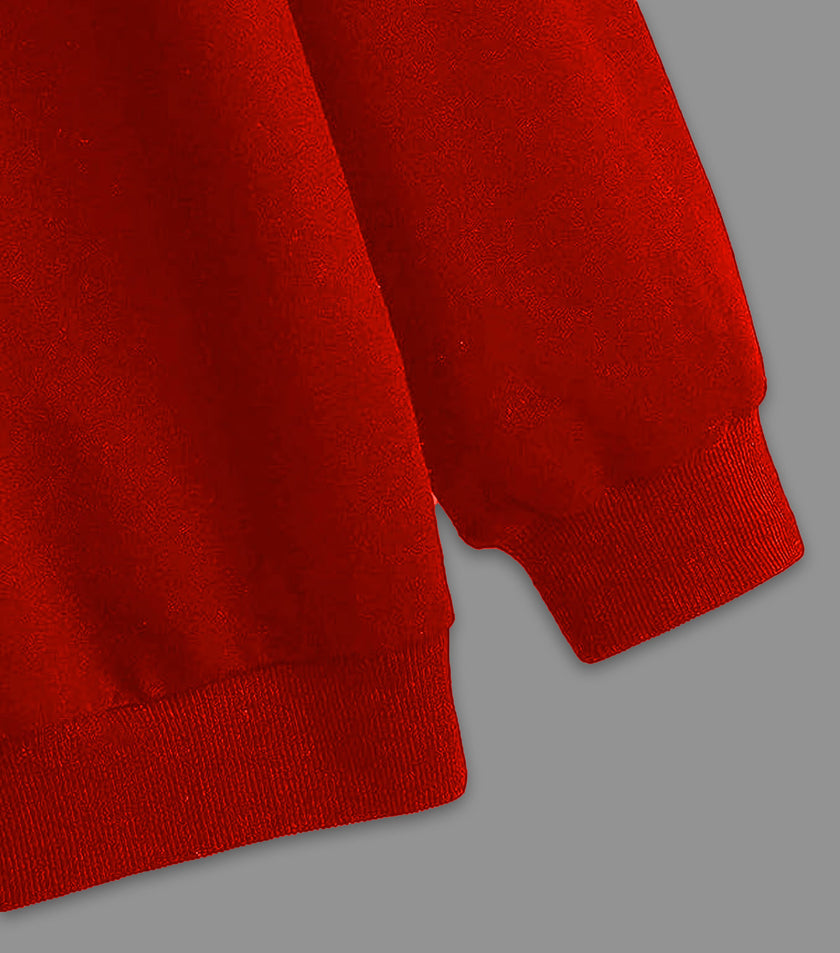 Mack Jonney Maroon Solid Round Neck Cotton Fleece Sweatshirt for Women
