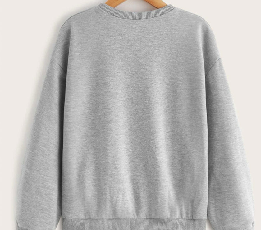 Mack Jonney Grey Melange Solid Round Neck Cotton Fleece Sweatshirt for Men