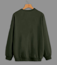 Mack Jonney Olive Solid Round Neck Cotton Fleece Sweatshirt for Men