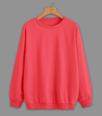 Mack Jonney Pink Solid Round Neck Cotton Fleece Sweatshirt for Men