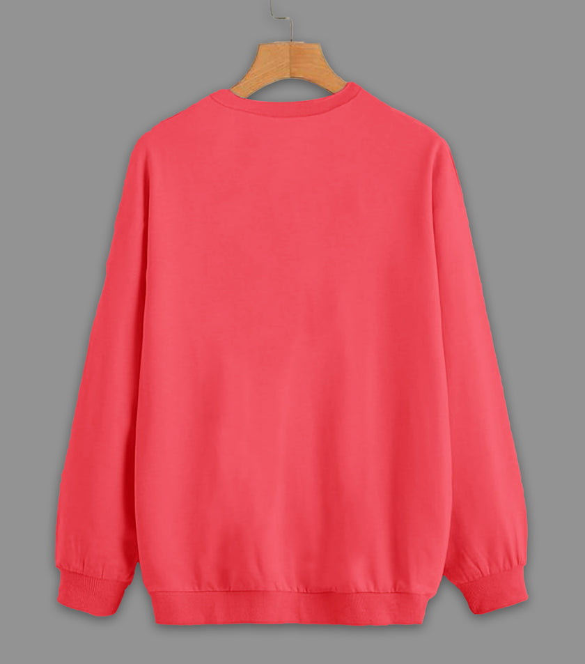 Mack Jonney Pink Solid Round Neck Cotton Fleece Sweatshirt for Men