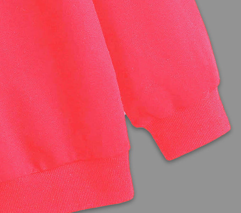Mack Jonney Pink Solid Round Neck Cotton Fleece Sweatshirt for Women