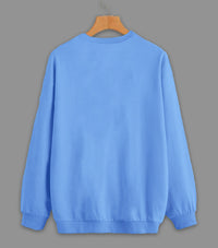 Mack Jonney Sky Blue Solid Round Neck Cotton Fleece Sweatshirt for Women