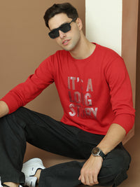 Mack Jonney Regular Fit Maroon Printed Sweatshirt For Men