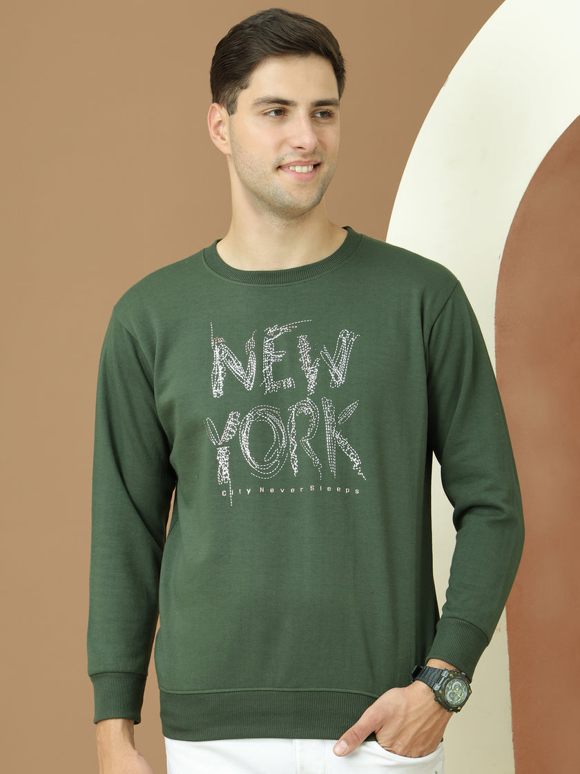 Mack Jonney Regular Fit Green Printed Sweatshirt For Men