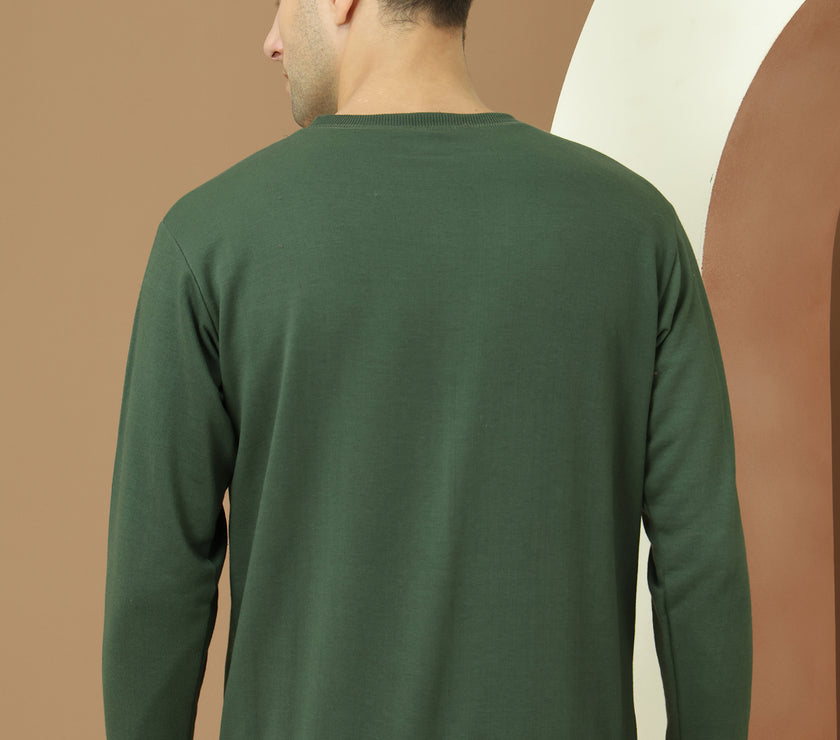 Mack Jonney Regular Fit Green Printed Sweatshirt For Men