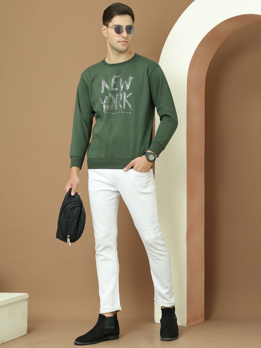 Mack Jonney Regular Fit Green Printed Sweatshirt For Men