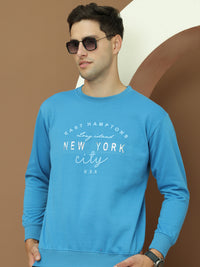 Mack Jonney Regular Fit Blue Printed Sweatshirt For Men