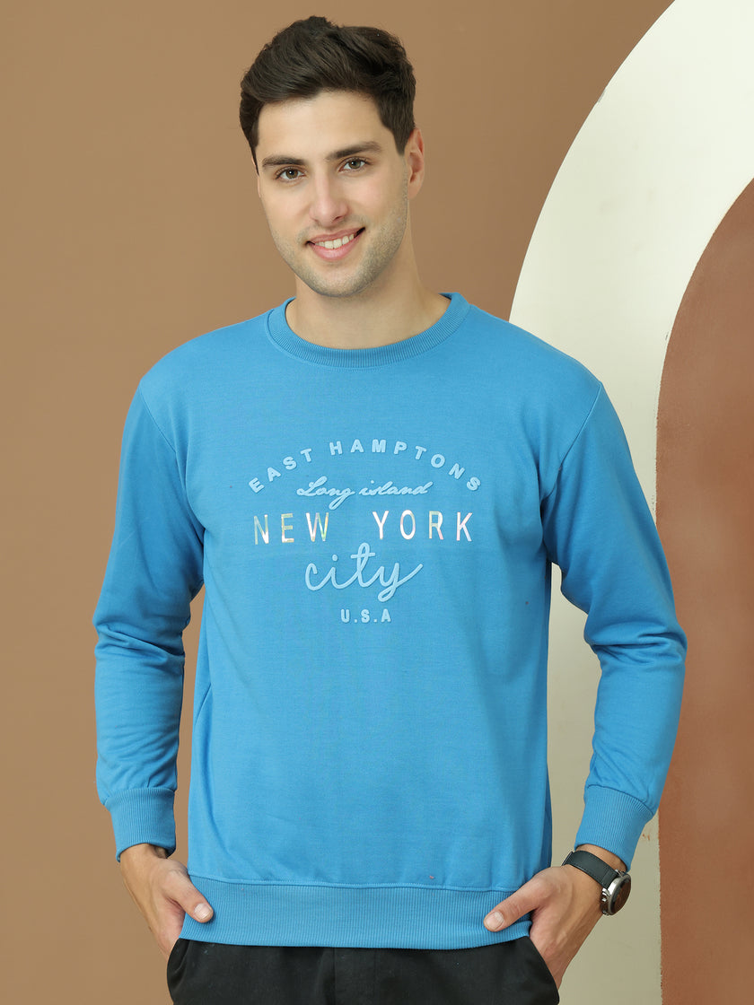 Mack Jonney Regular Fit Blue Printed Sweatshirt For Men