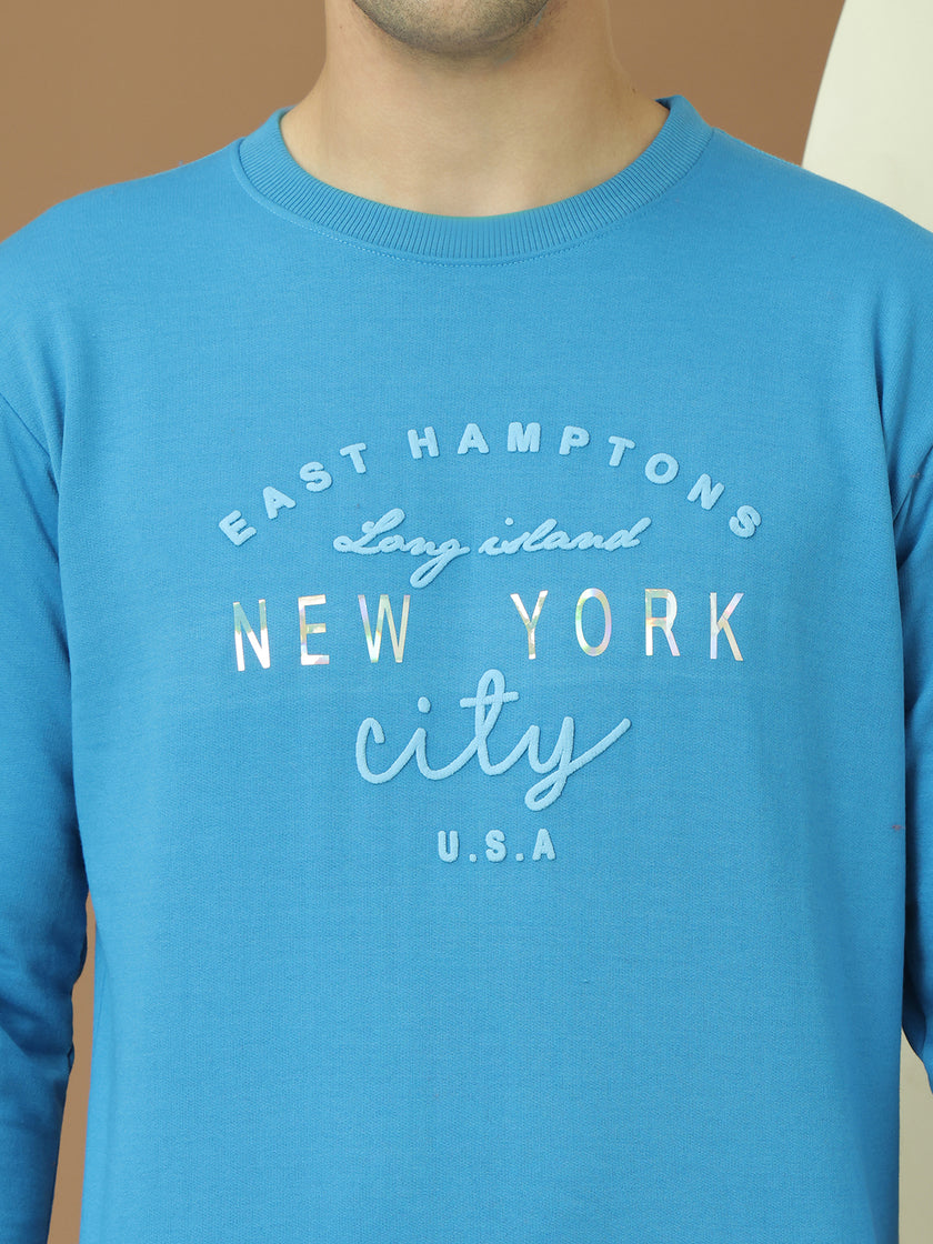 Mack Jonney Regular Fit Blue Printed Sweatshirt For Men