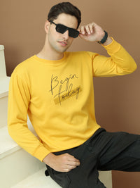 Mack Jonney Regular Fit Yellow Printed Sweatshirt For Men