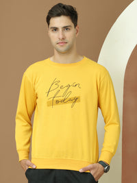 Mack Jonney Regular Fit Yellow Printed Sweatshirt For Men