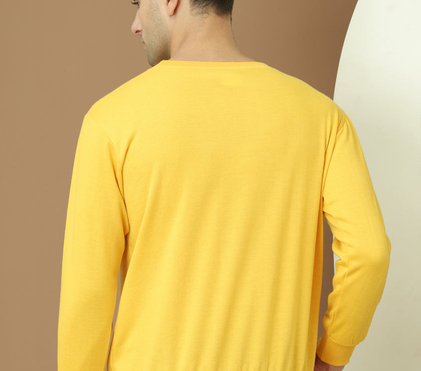 Mack Jonney Regular Fit Yellow Printed Sweatshirt For Men