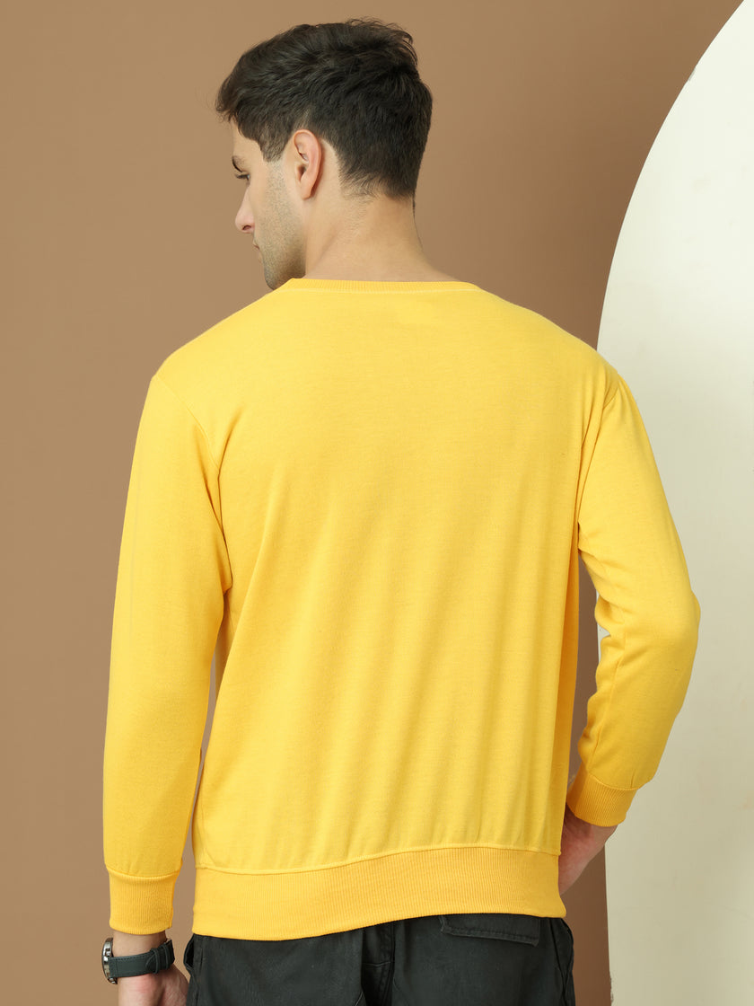 Mack Jonney Regular Fit Yellow Printed Sweatshirt For Men