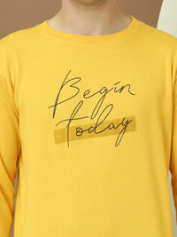 Mack Jonney Regular Fit Yellow Printed Sweatshirt For Men