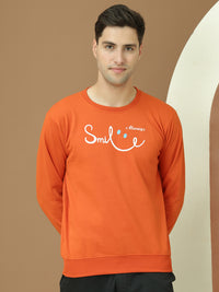 Mack Jonney Regular Fit Orange Printed Sweatshirt For Men