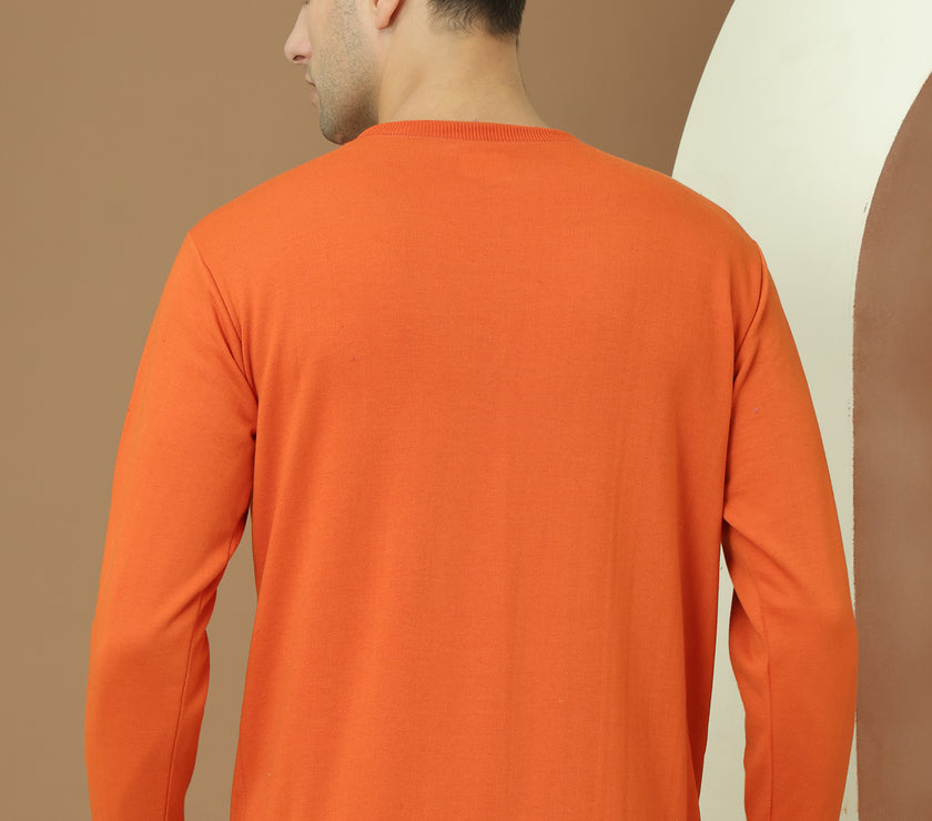 Mack Jonney Regular Fit Orange Printed Sweatshirt For Men