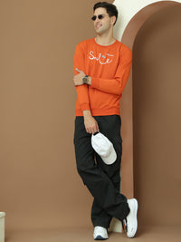 Mack Jonney Regular Fit Orange Printed Sweatshirt For Men