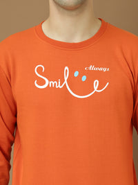 Mack Jonney Regular Fit Orange Printed Sweatshirt For Men