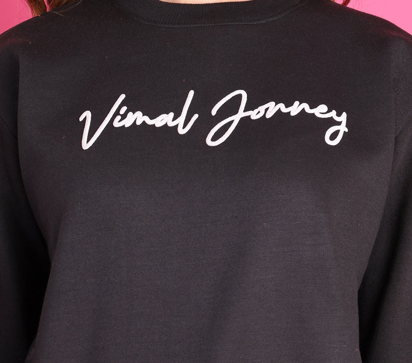 Mack Jonney Regular Fit Black Printed Sweatshirt For Women