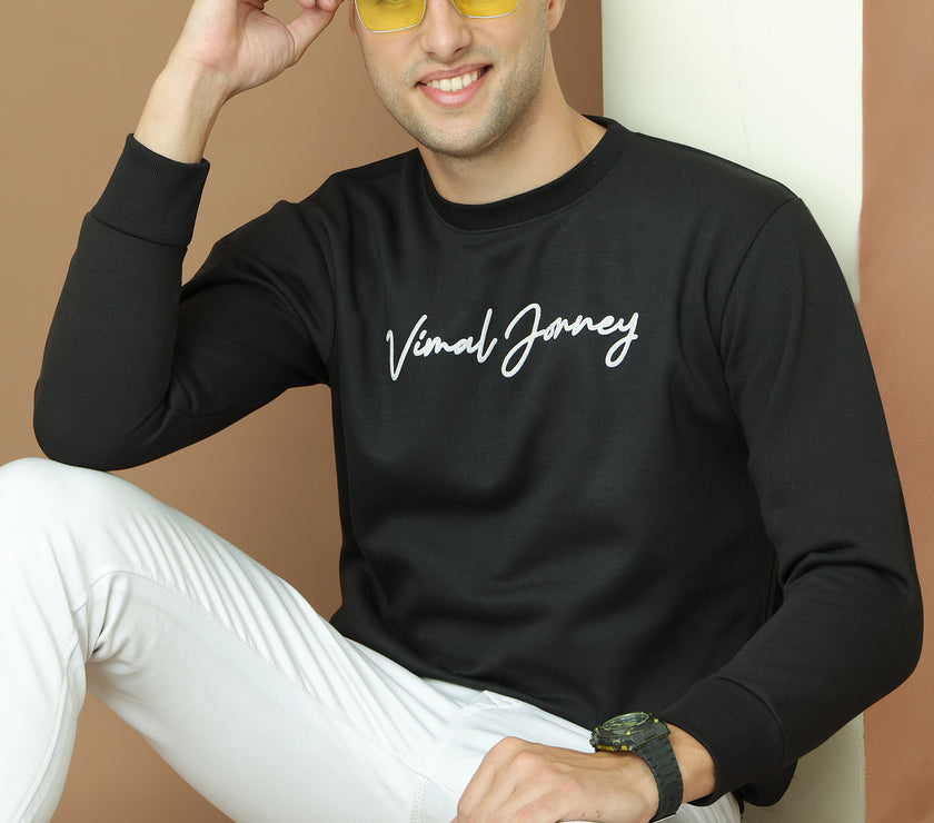 Mack Jonney Regular Fit Black Printed Sweatshirt For Men