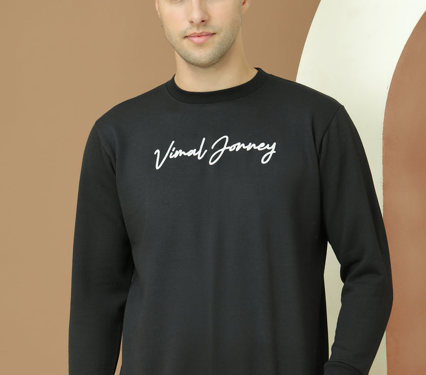Mack Jonney Regular Fit Black Printed Sweatshirt For Men