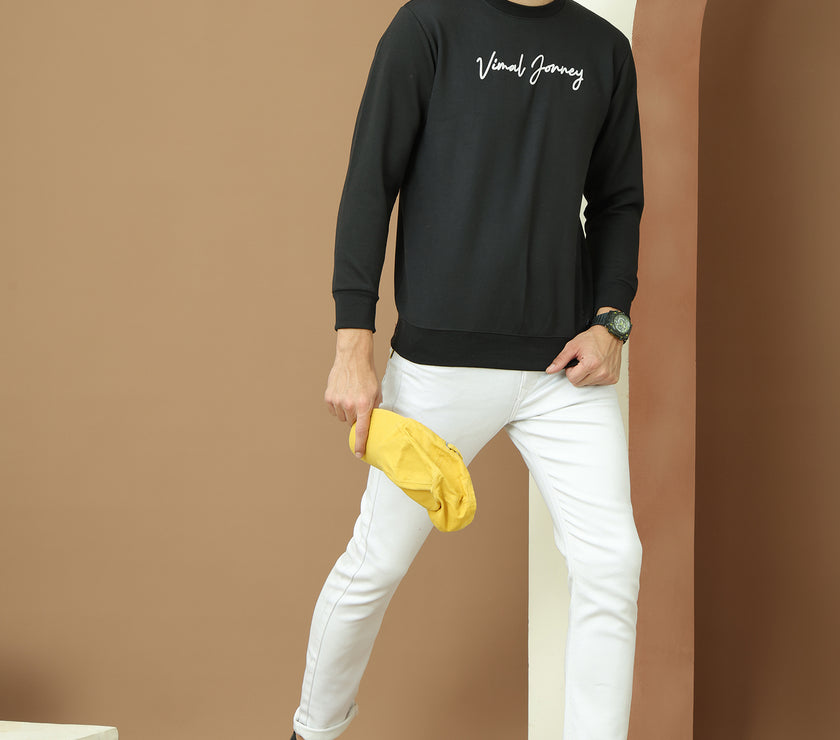 Mack Jonney Regular Fit Black Printed Sweatshirt For Men