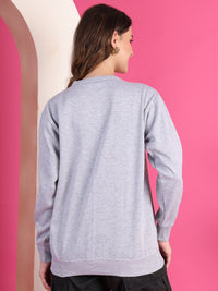 Mack Jonney Regular Fit Grey Printed Sweatshirt For Women