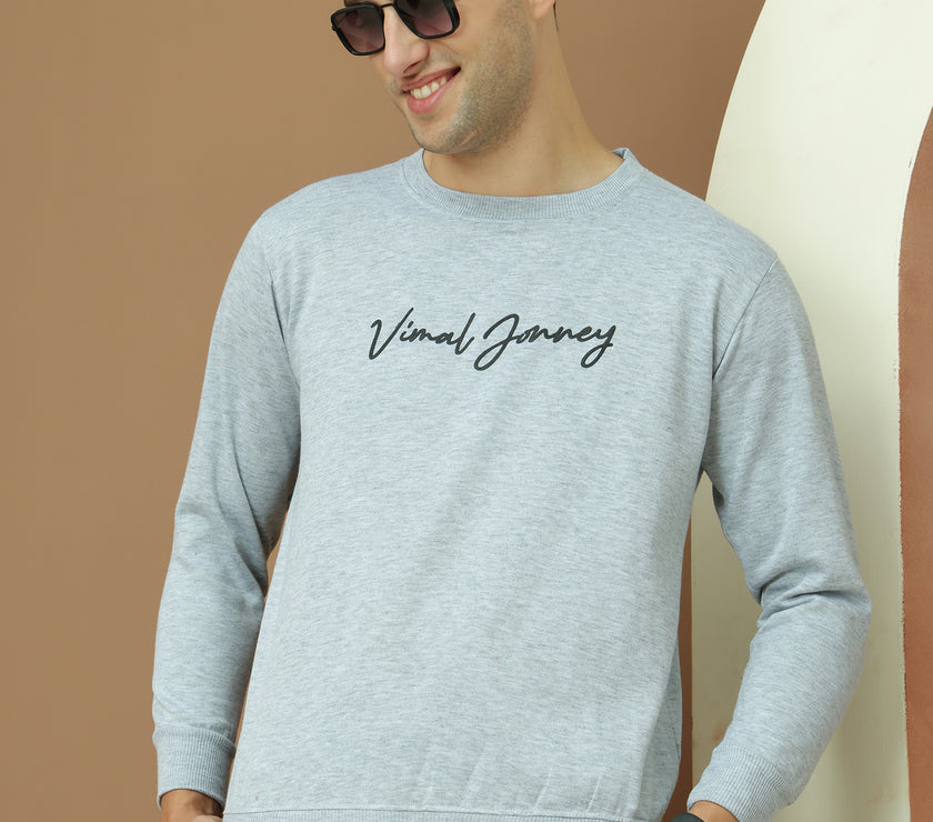 Mack Jonney Regular Fit Grey Printed Sweatshirt For Men