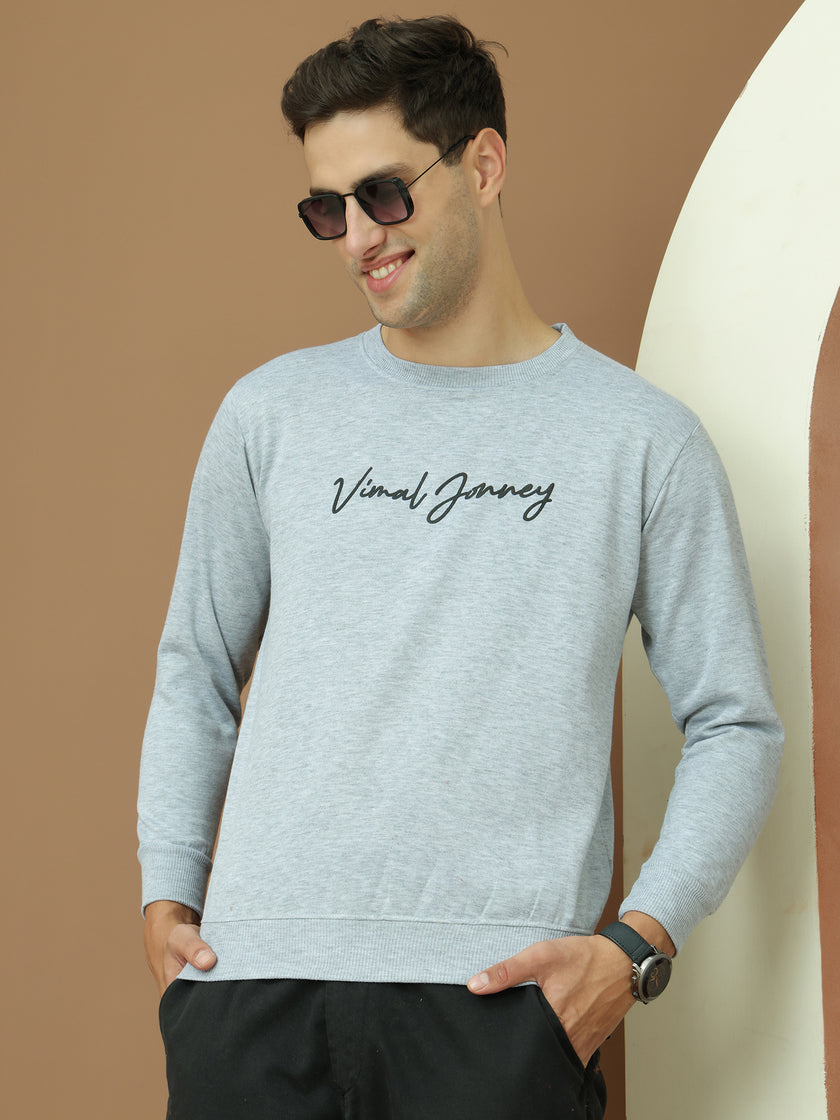 Mack Jonney Regular Fit Grey Printed Sweatshirt For Men