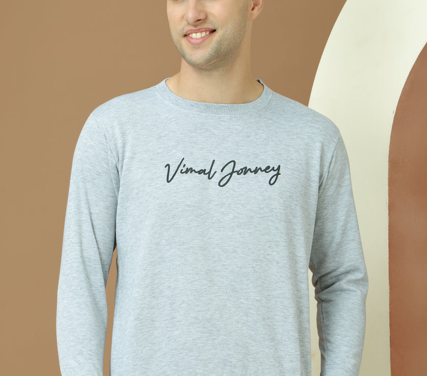 Mack Jonney Regular Fit Grey Printed Sweatshirt For Men