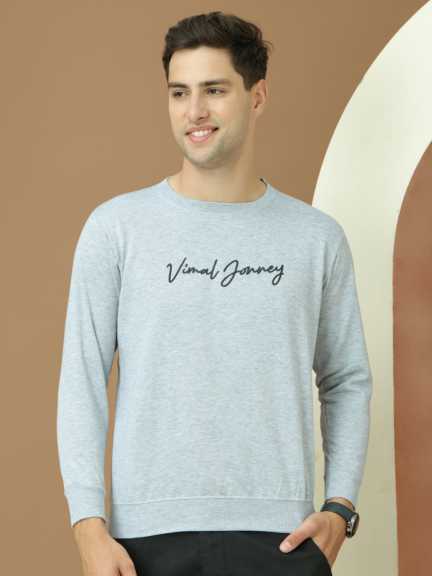 Mack Jonney Regular Fit Grey Printed Sweatshirt For Men