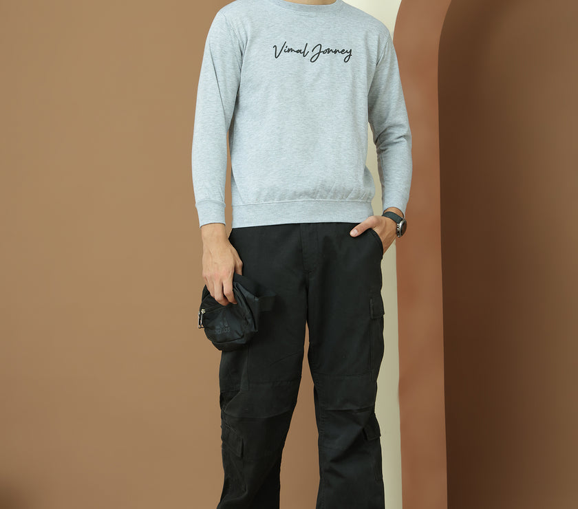 Mack Jonney Regular Fit Grey Printed Sweatshirt For Men