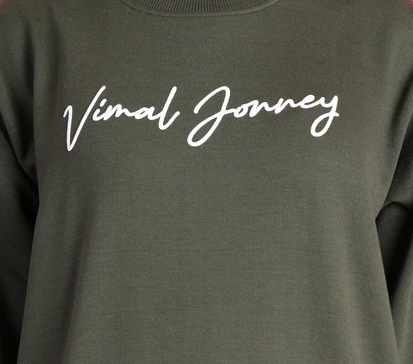 Mack Jonney Regular Fit Green Printed Sweatshirt For Women