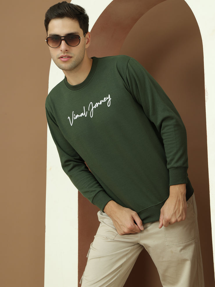 Mack Jonney Regular Fit Green Printed Sweatshirt For Men