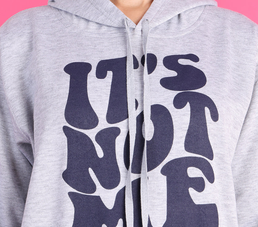 Mack Jonney Regular Fit Grey Printed Hoodie For Women